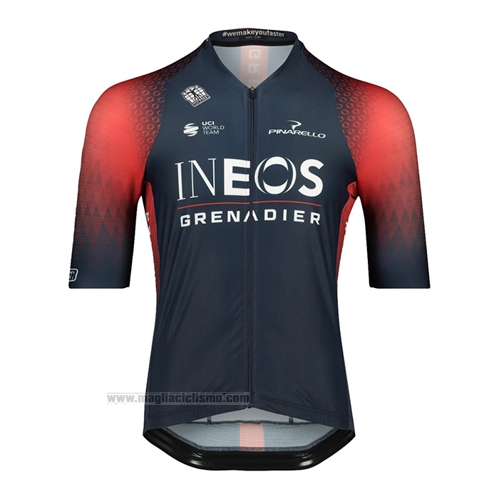 2022 Abbigliamento Ciclismo Ineos Grenadiers Rosso Blu Manica Corta e Salopette